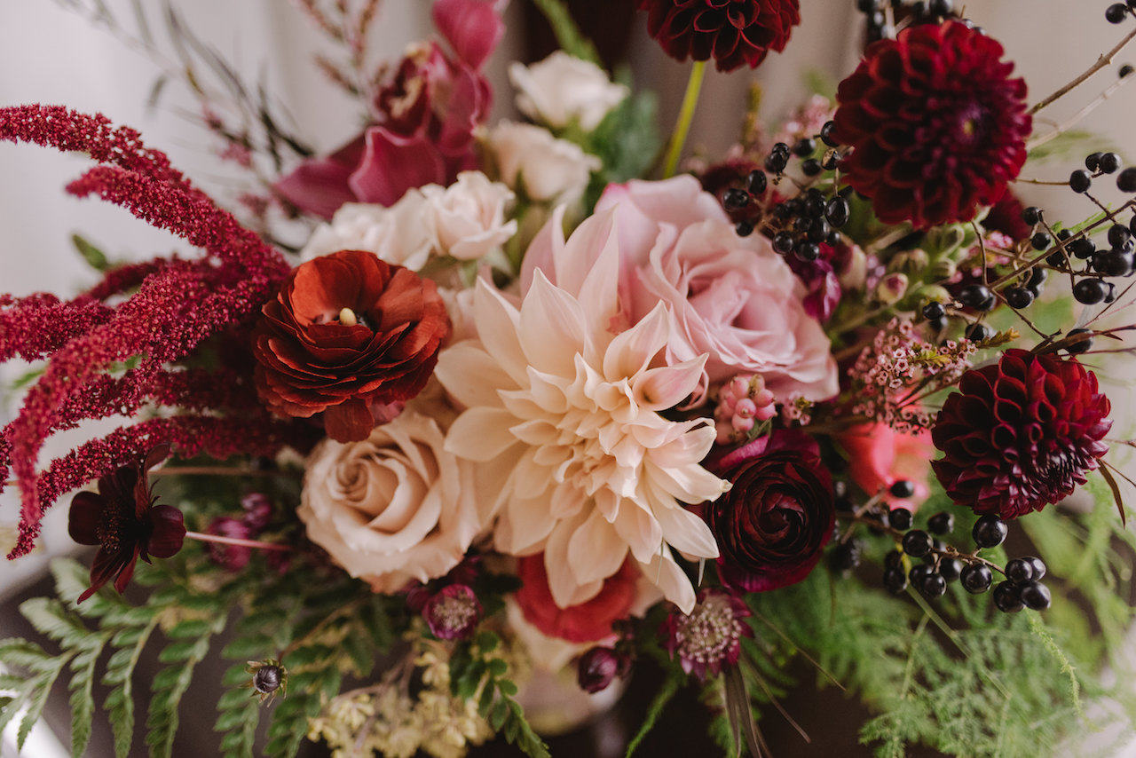 celsia floral, vancouver wedding, wedding bouquet, burgundy bridal bouquet